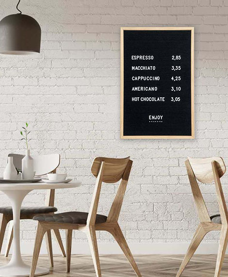 Bokstavstavla för café och bageri